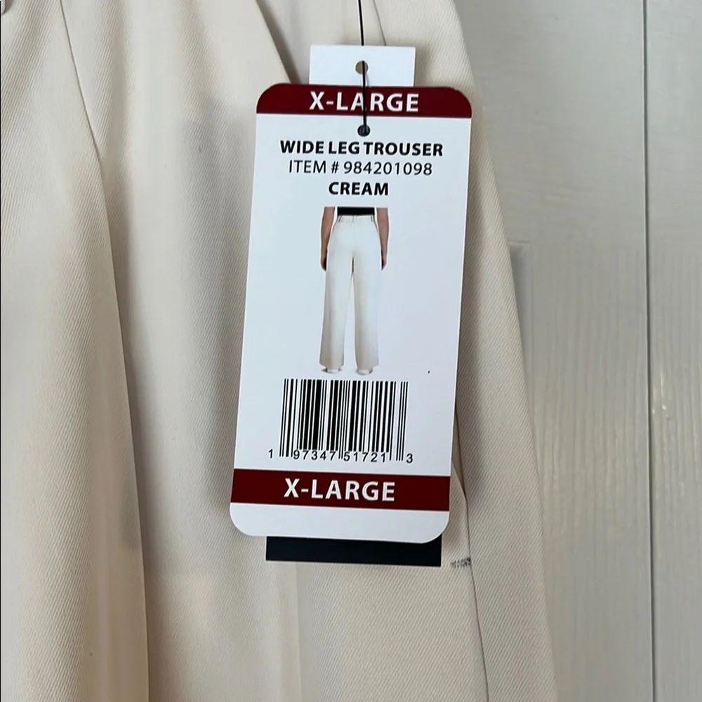 NWT,French Connection, XL, Cream Tailored Wide Leg Trousers - Picture 3 of 5